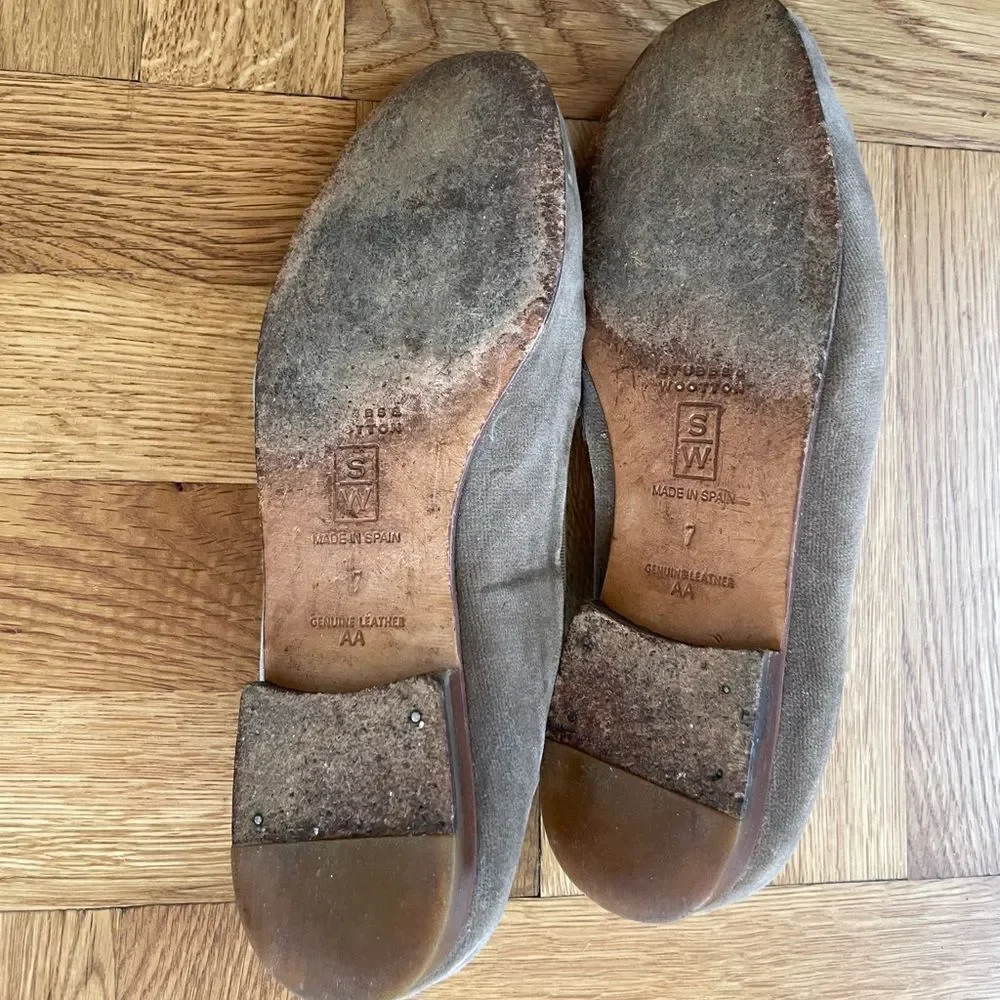 Stubbs and Wootton‎ tan velvet seashell flats loafers size 7